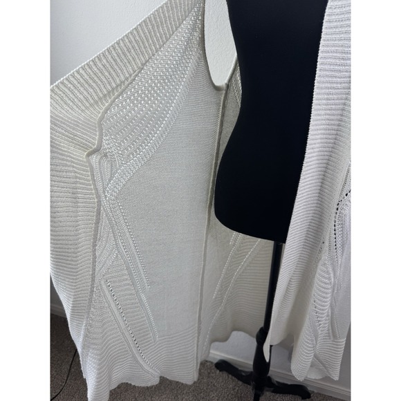 Ariat Reba Sweater Vest Womens L White Open Knit Duster Long Western Boho Rodeo - Picture 7 of 8